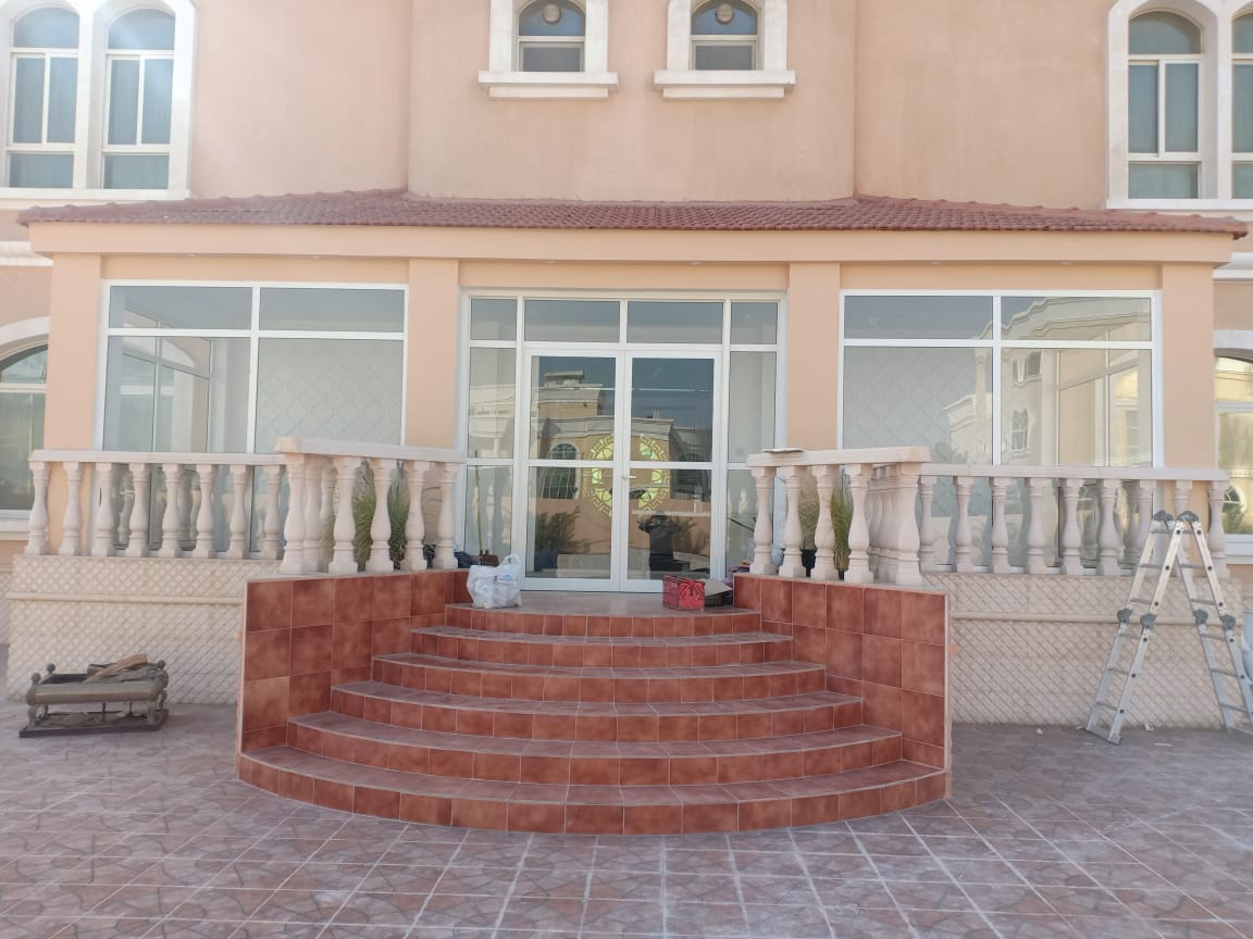 Premium aluminium sliding windows and doors installation in UAE villa by Tariq Aluminum